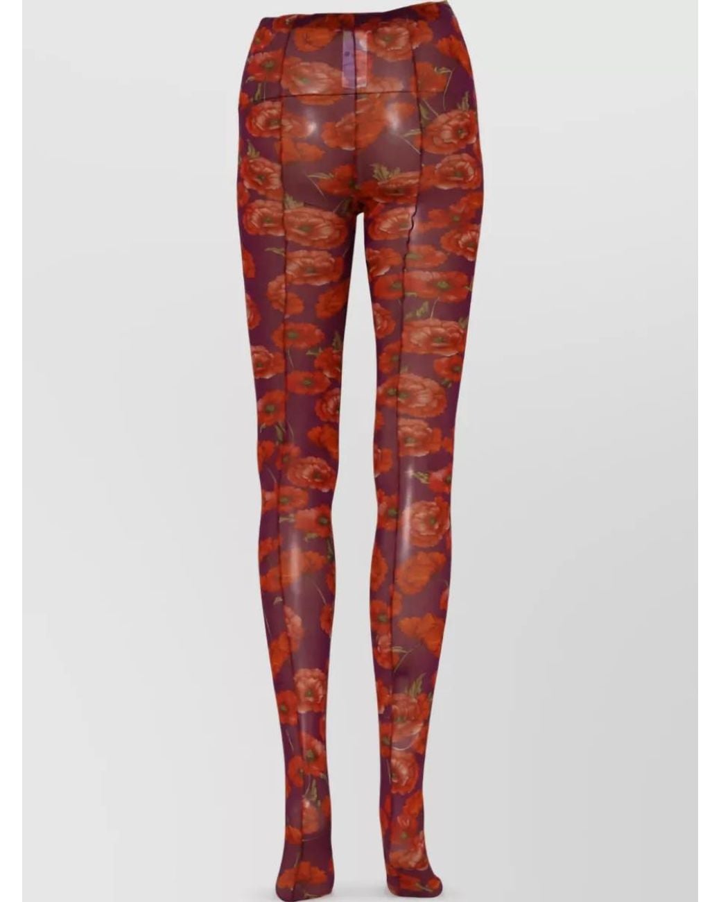 Dolce & Gabbana Red Floral Print Tights