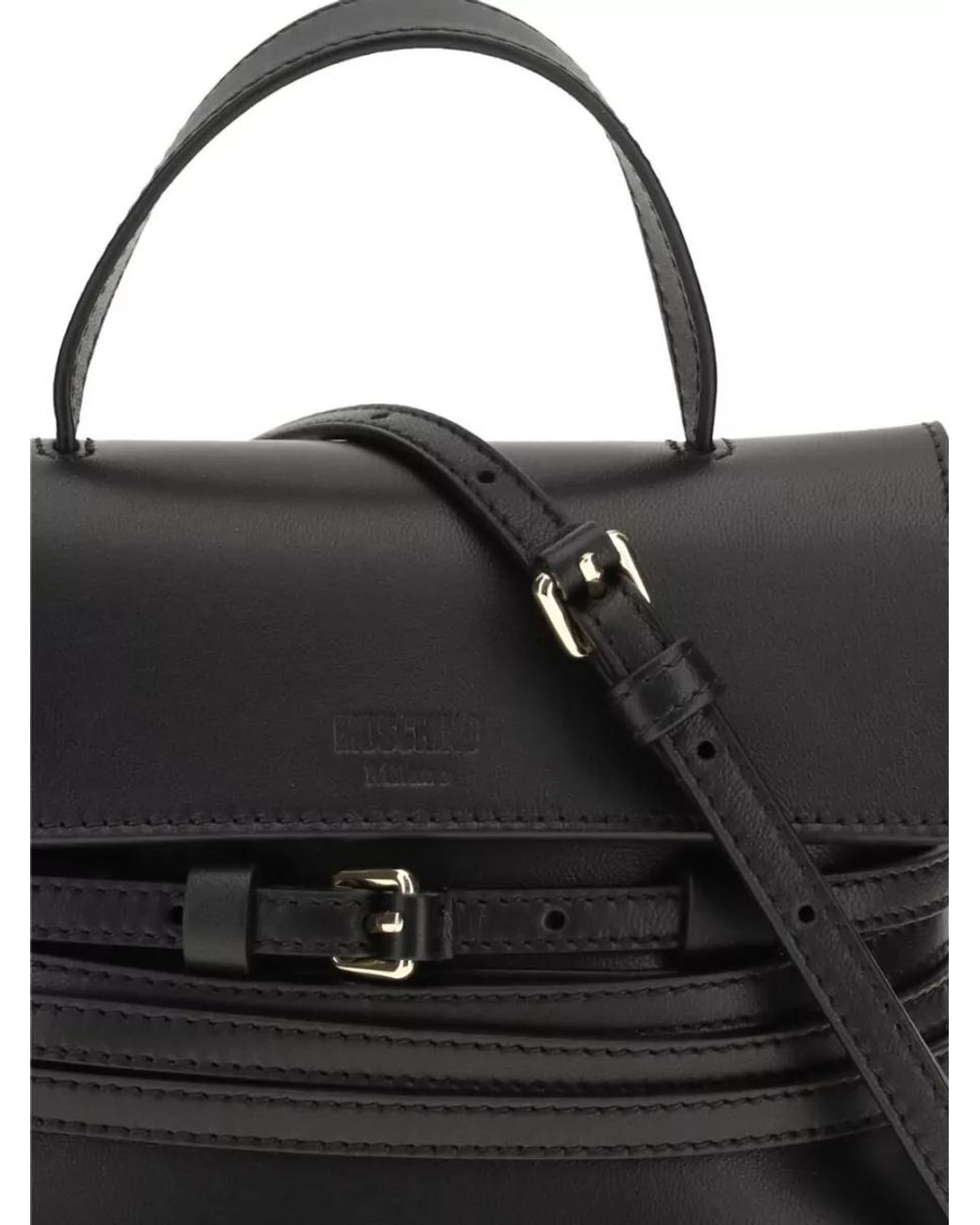 Moschino Black Calf Leather Tote Bag