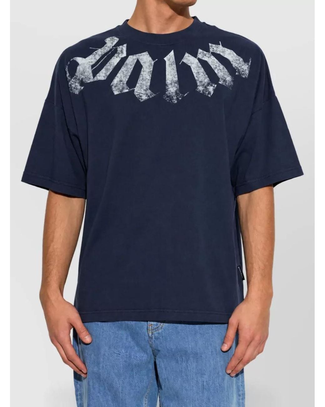 Palm Angels Blue Cotton Oversized T Shirt for men
