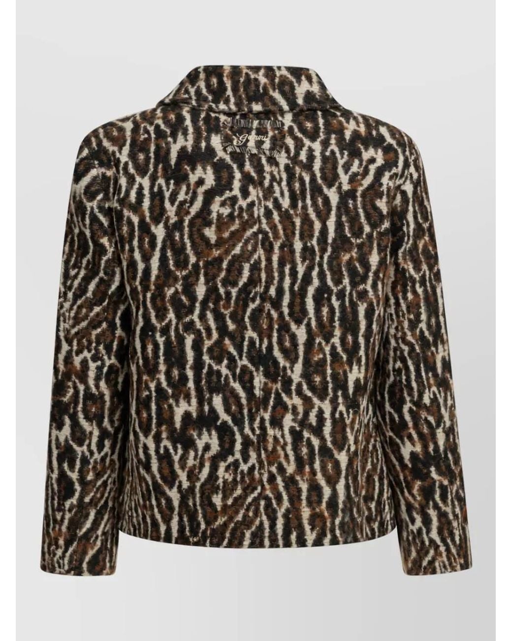 Ganni Black Leopard Single-Breasted Coat