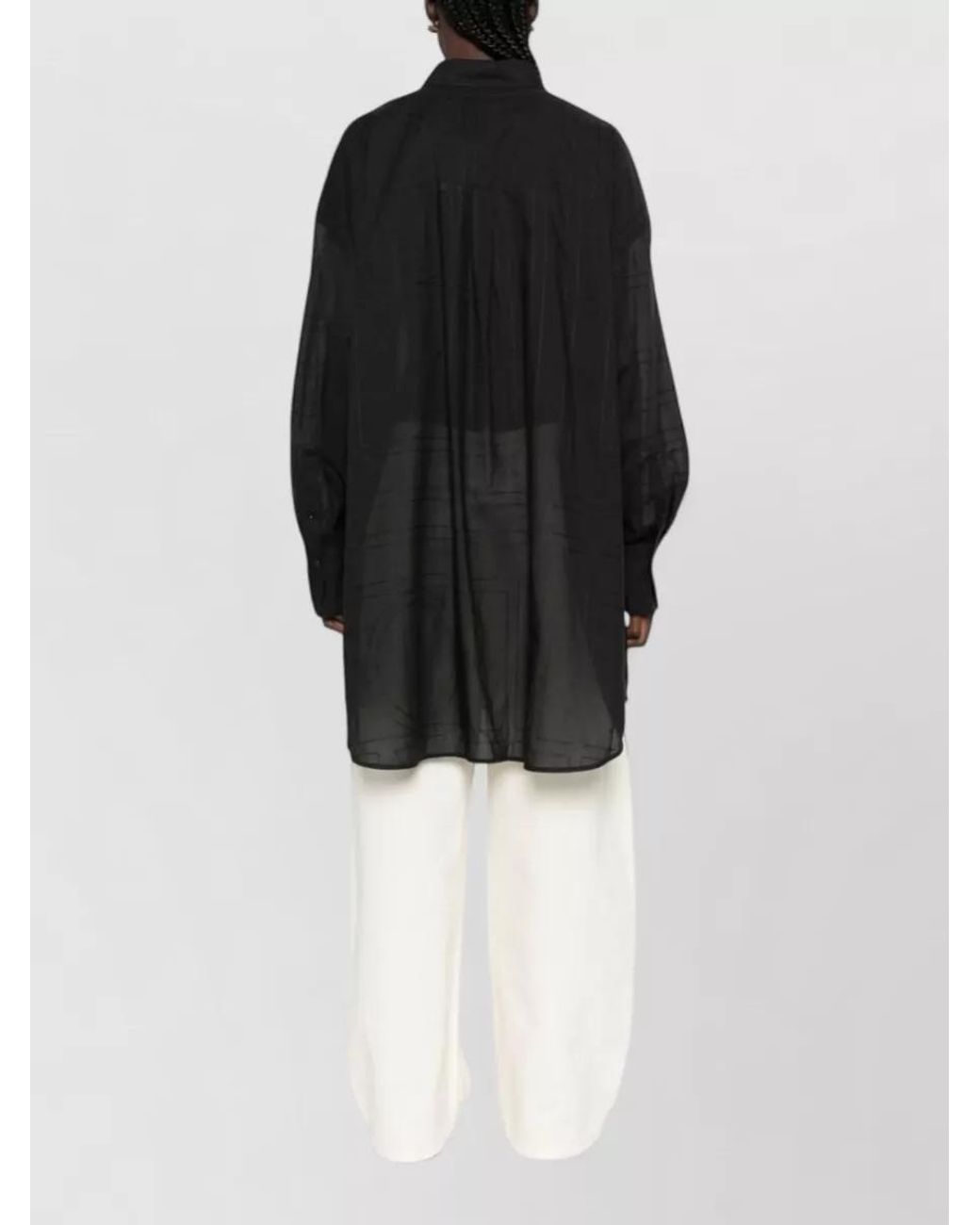 Totême Black Oversized Monogram Cotton Shirt