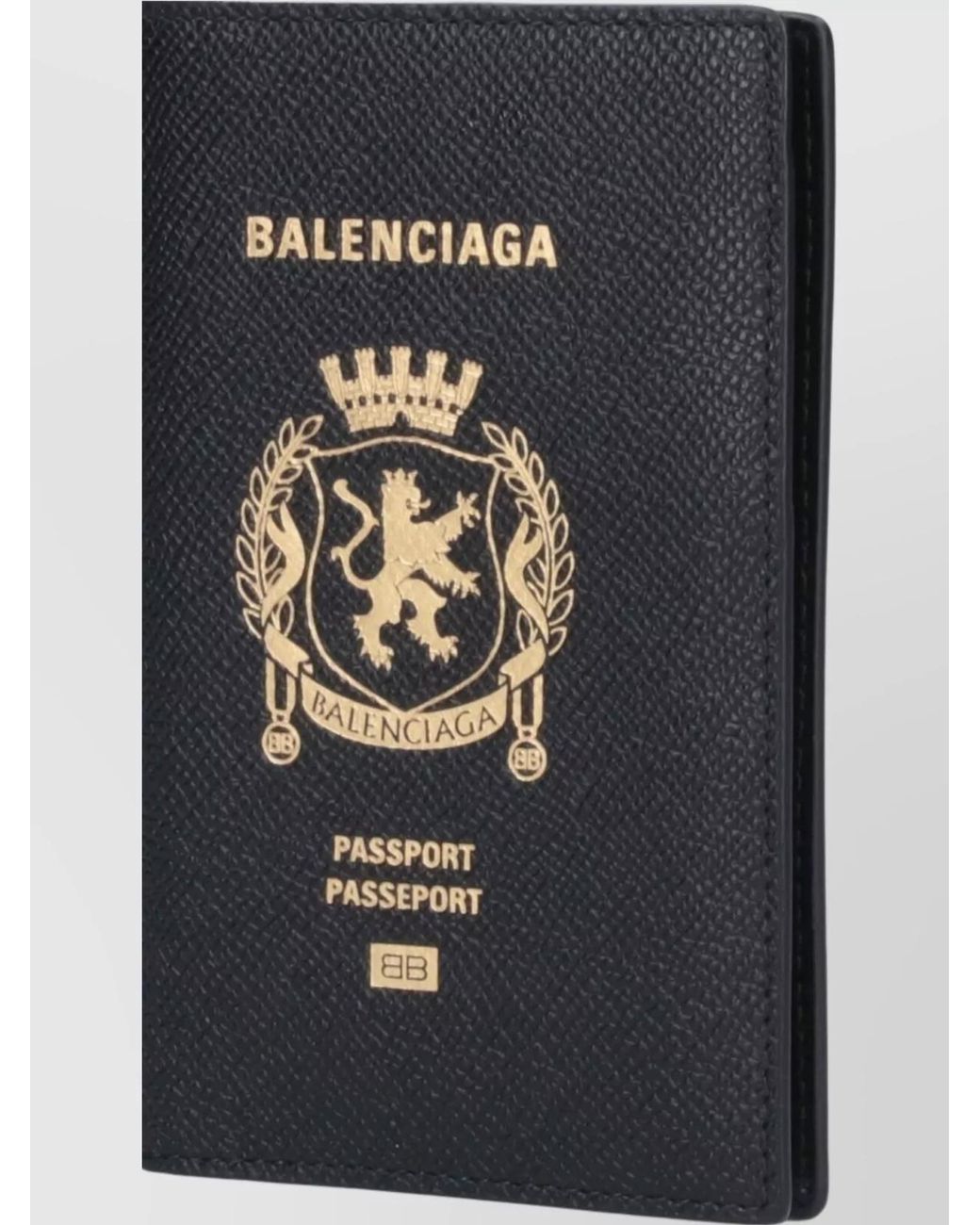 Balenciaga Black Leather Passport Holder for men