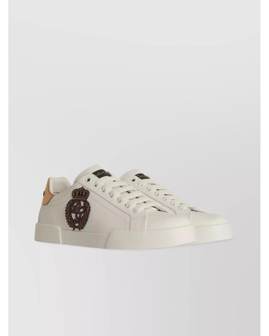 Dolce & Gabbana Natural 'Portofino' Sneakers Leather Blanc for men