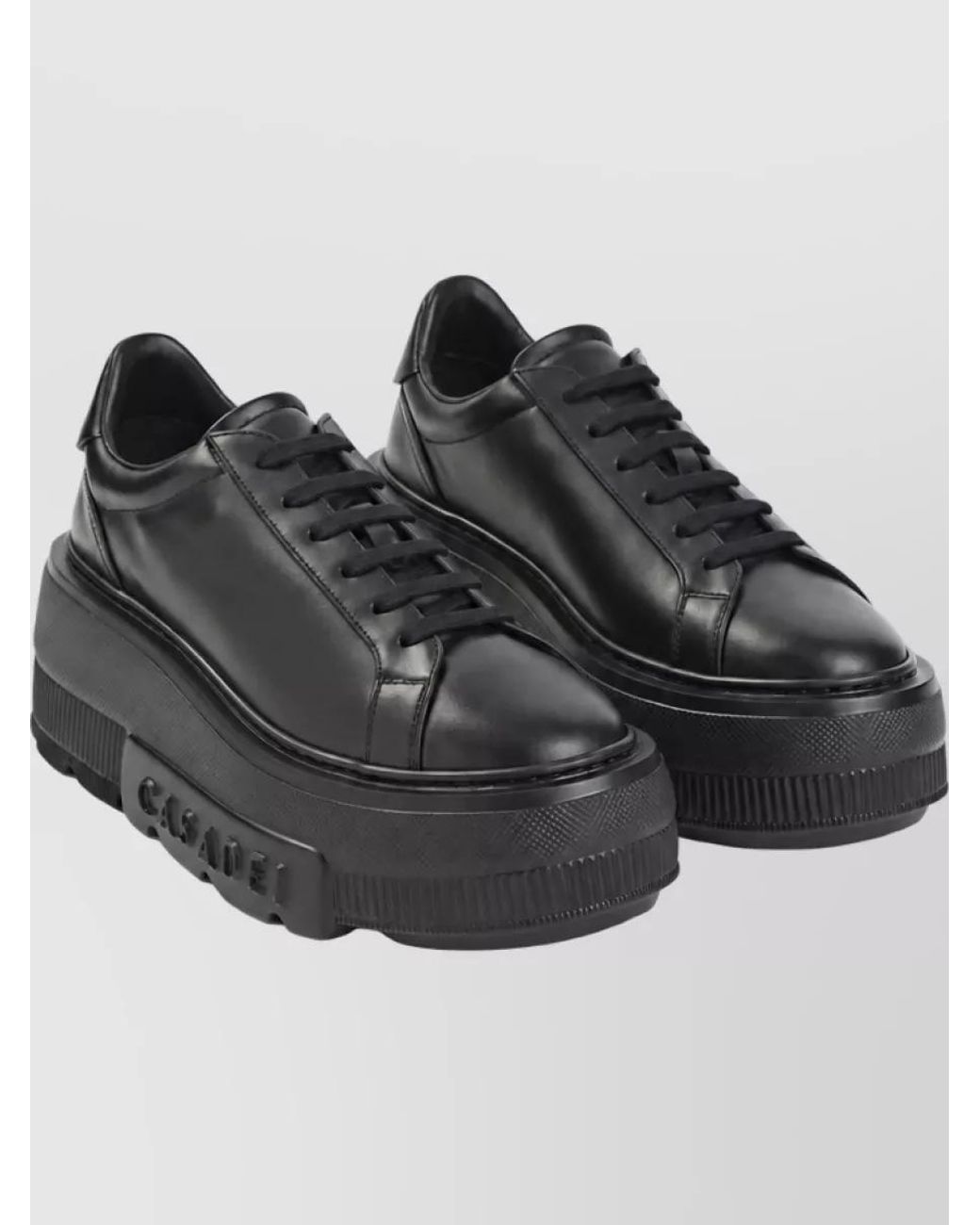 Casadei Black Leather Lace-Up Sneakers