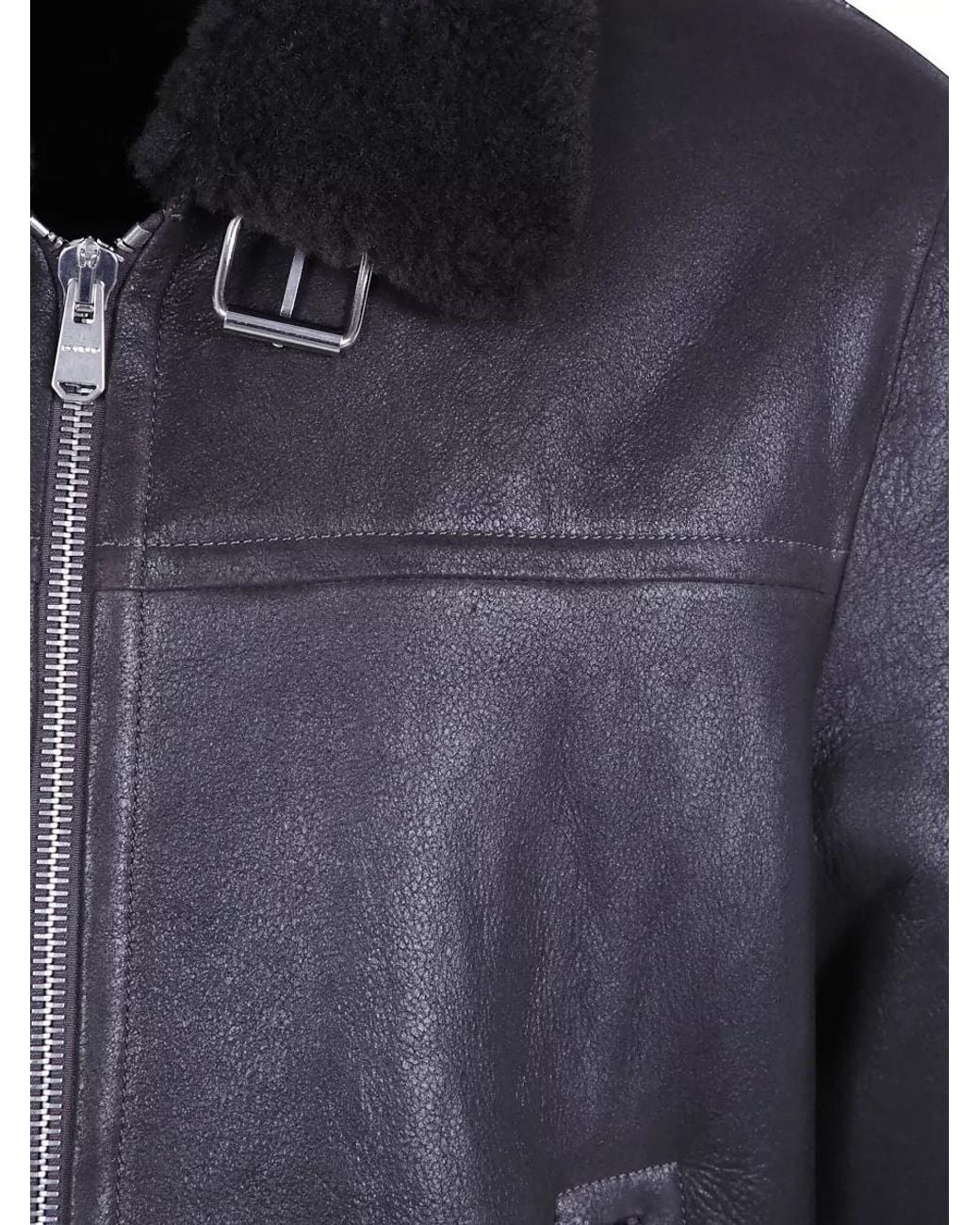 Dondup Blue Shearling Leather Regular-Fit Jacket for men
