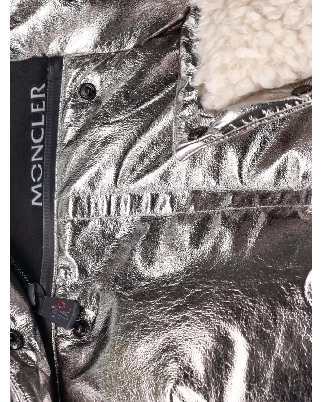 Moncler White Metallic Down Puffer Jacket
