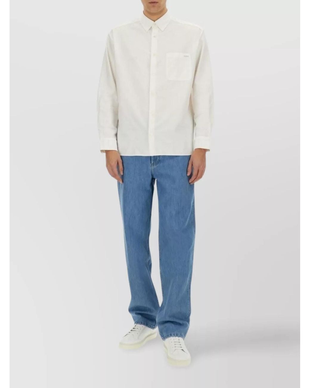 A.P.C. Blue "Mateo" Button-Down Collar Shirt With Cuffed Sleeves for men
