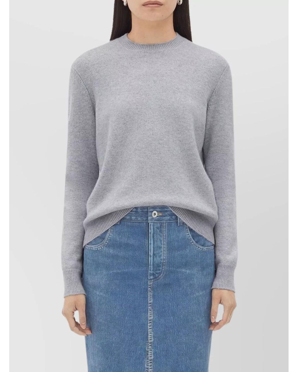 Bottega Veneta Gray Cashmere Ribbed Loose-Fit Sweater