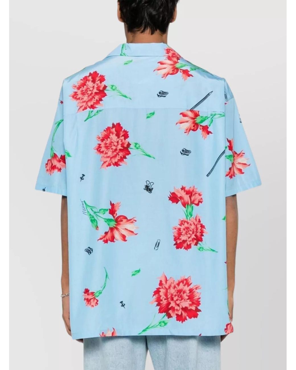 Moschino Blue Short-Sleeve Button-Up Shirt for men