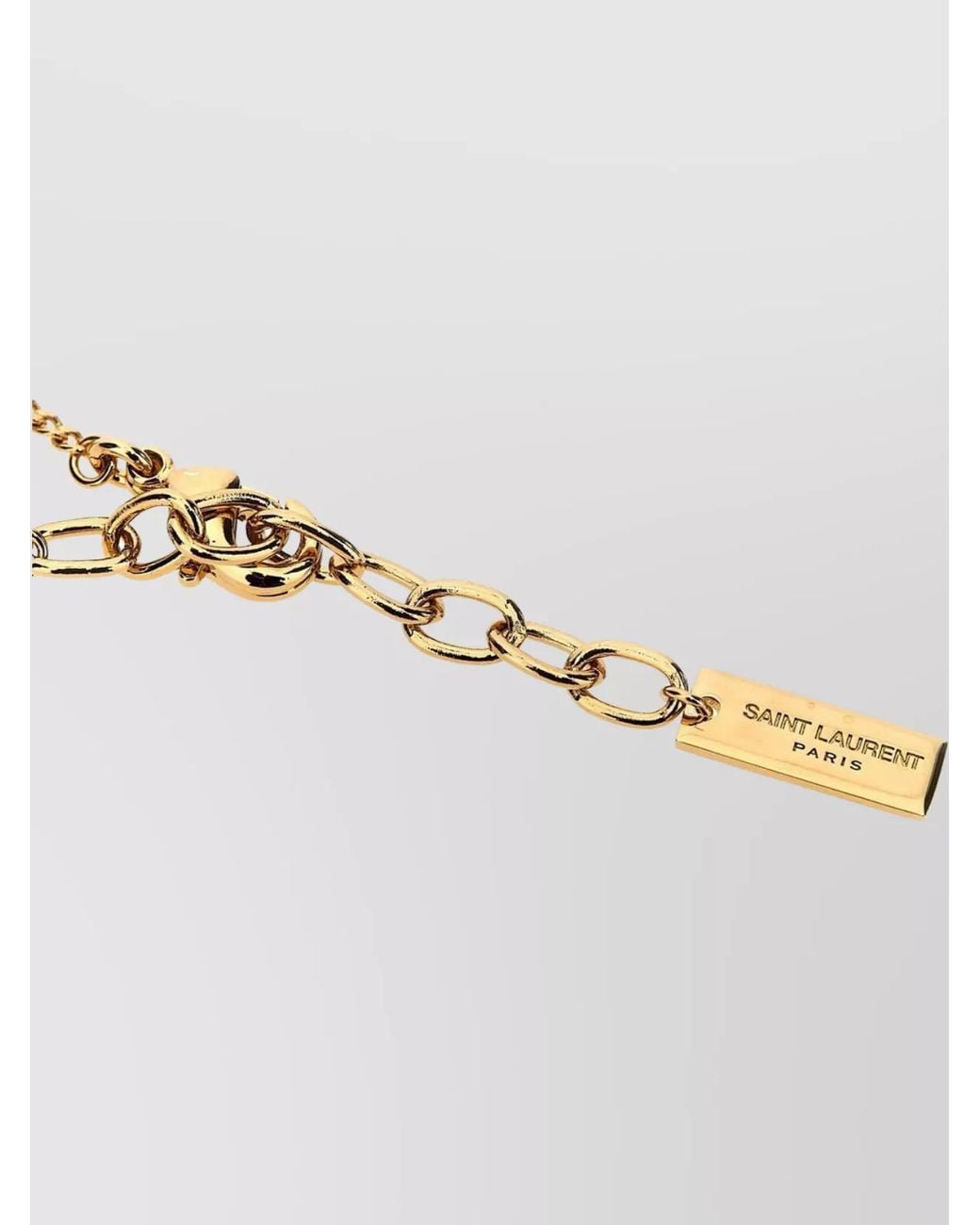 Saint Laurent White Metal Cassandre Pendant Necklace