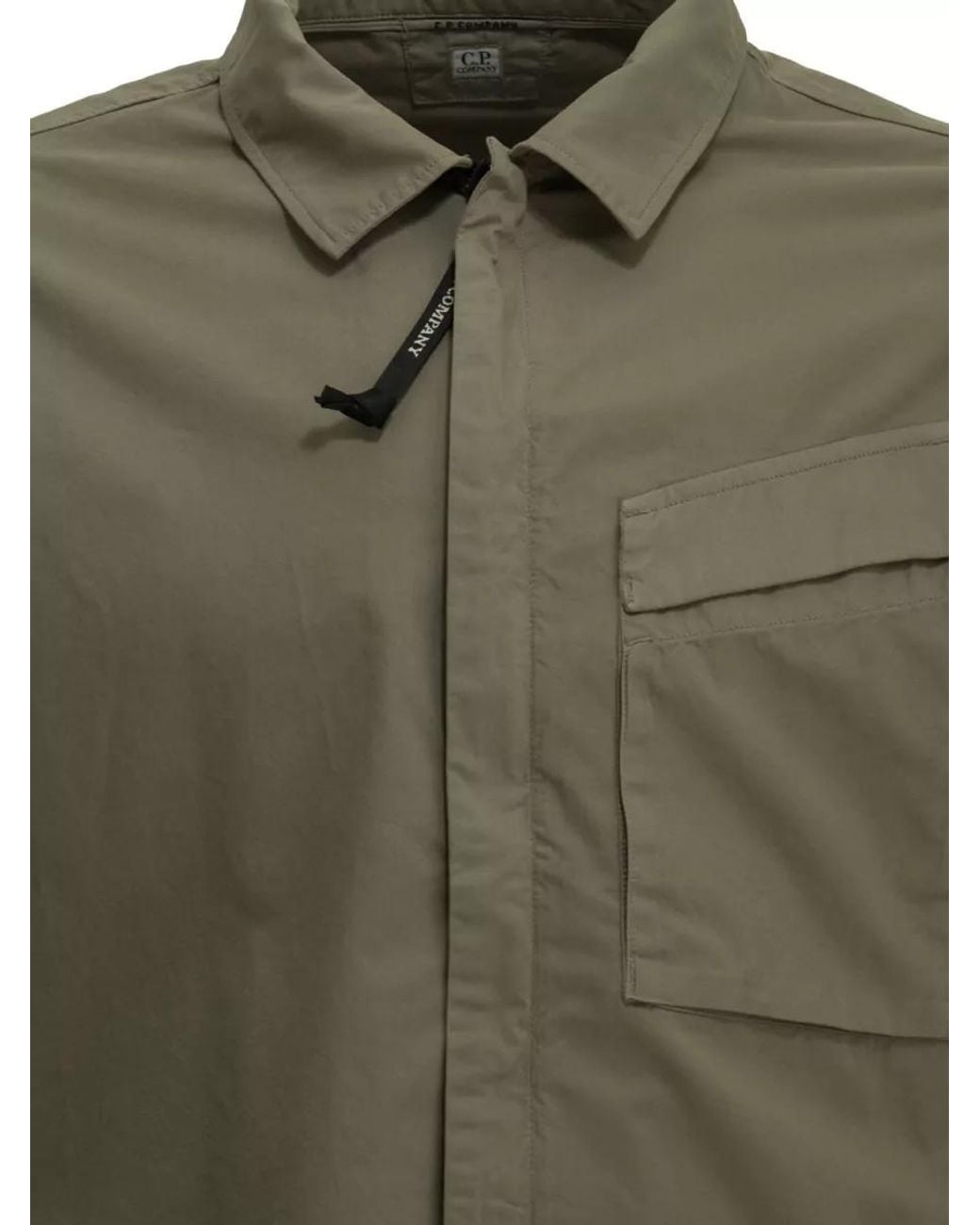 C P Company Green Cotton Overshirt Jacket for men