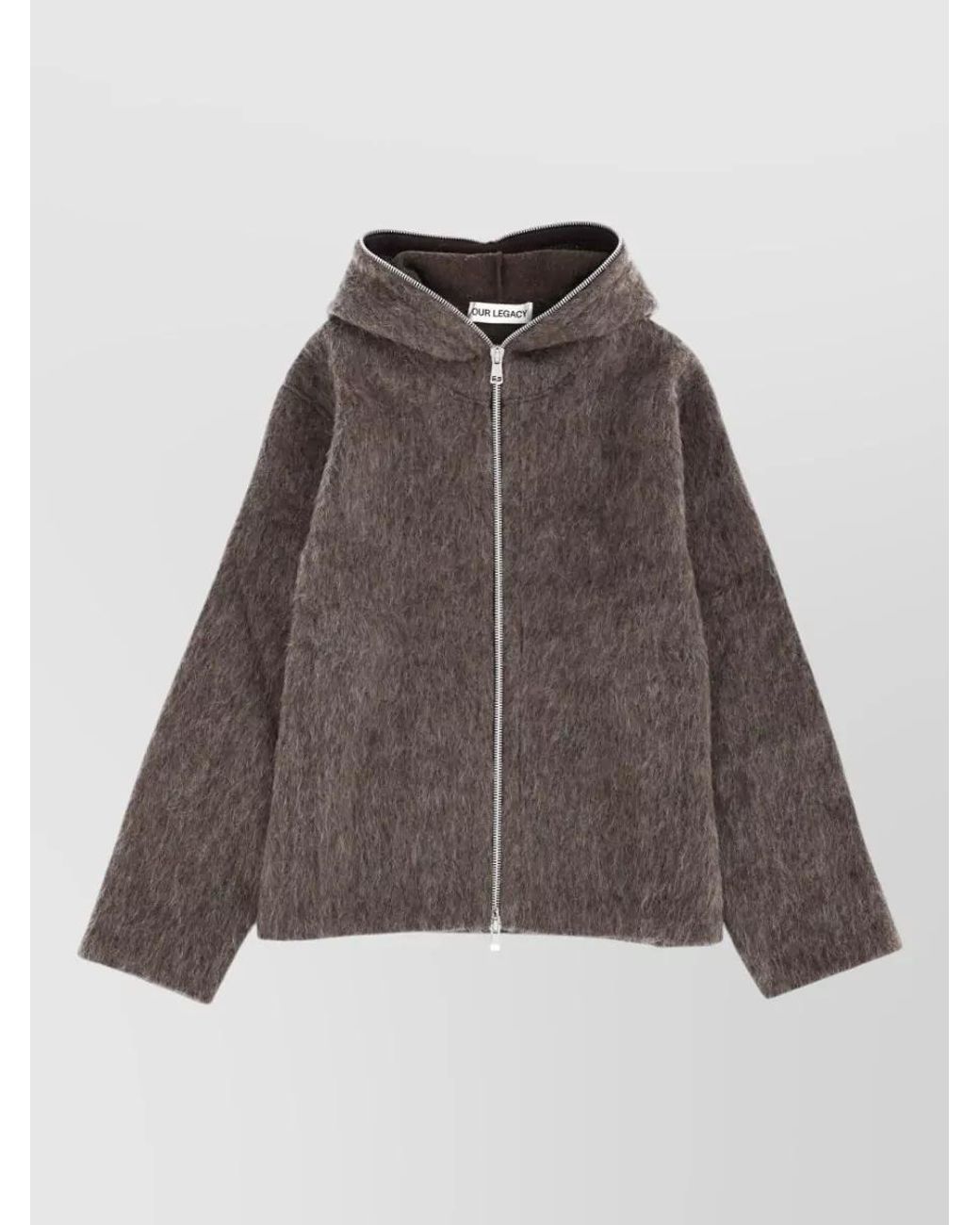 Our Legacy Brown Wool Hooded Zip Hoodie for men