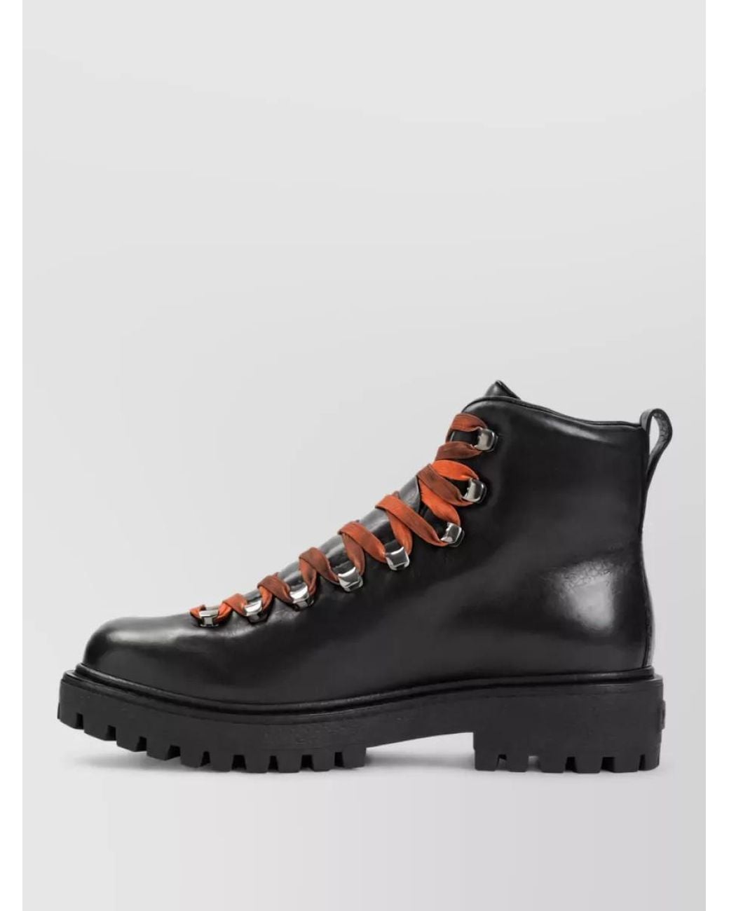 Prada Black Leather Lace-Up Ankle Boots for men