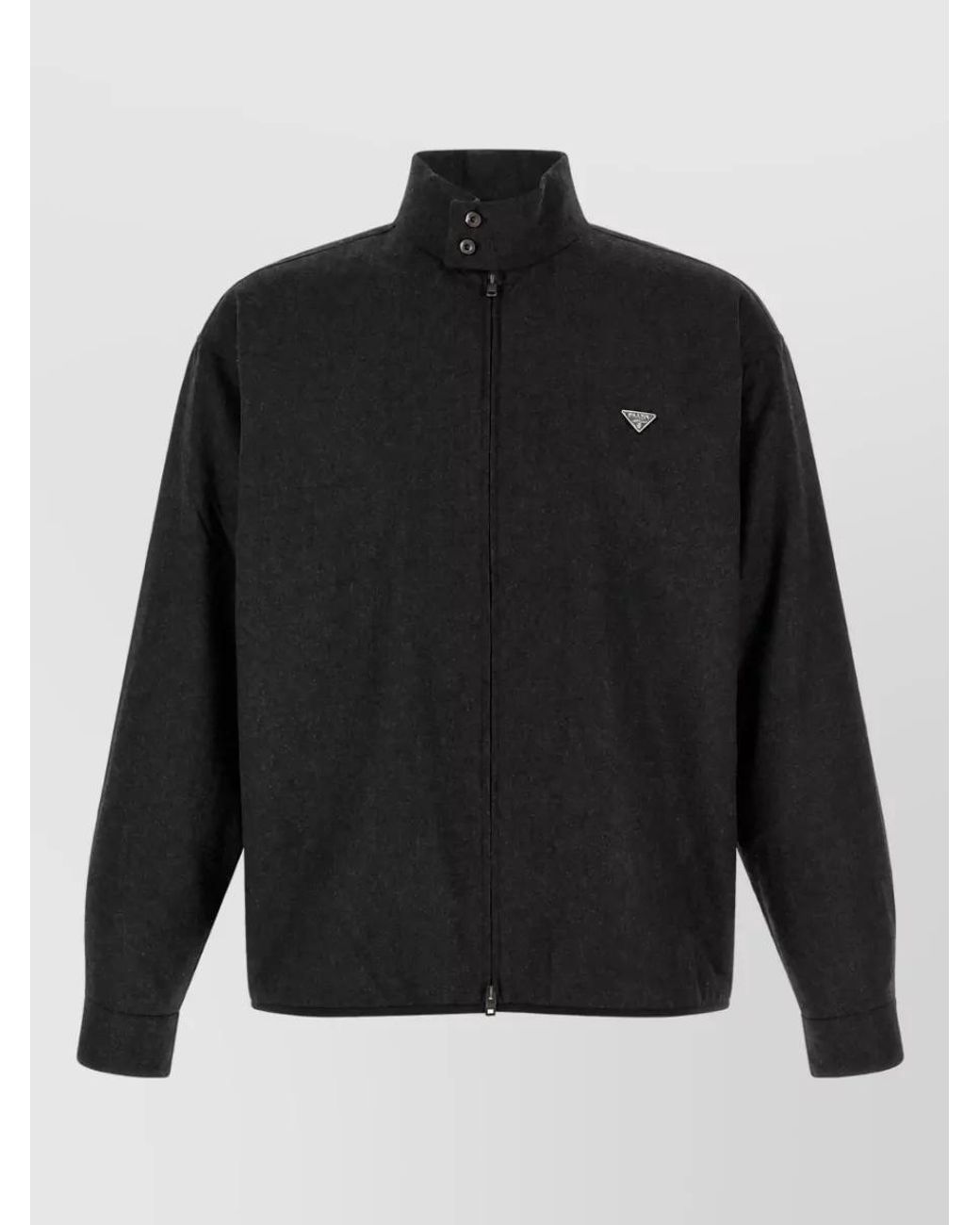 Prada Black Wool High-Neck Lightweight Jacket for men