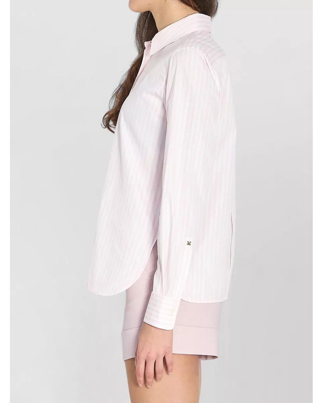 Max Mara Pink Striped Cotton Poplin Long-Sleeve Shirt