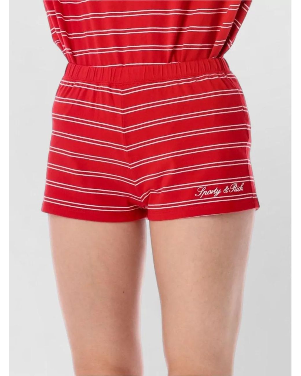 Sporty & Rich Red Sporty & Rich Sporty & Rich Signature Logo Shorts