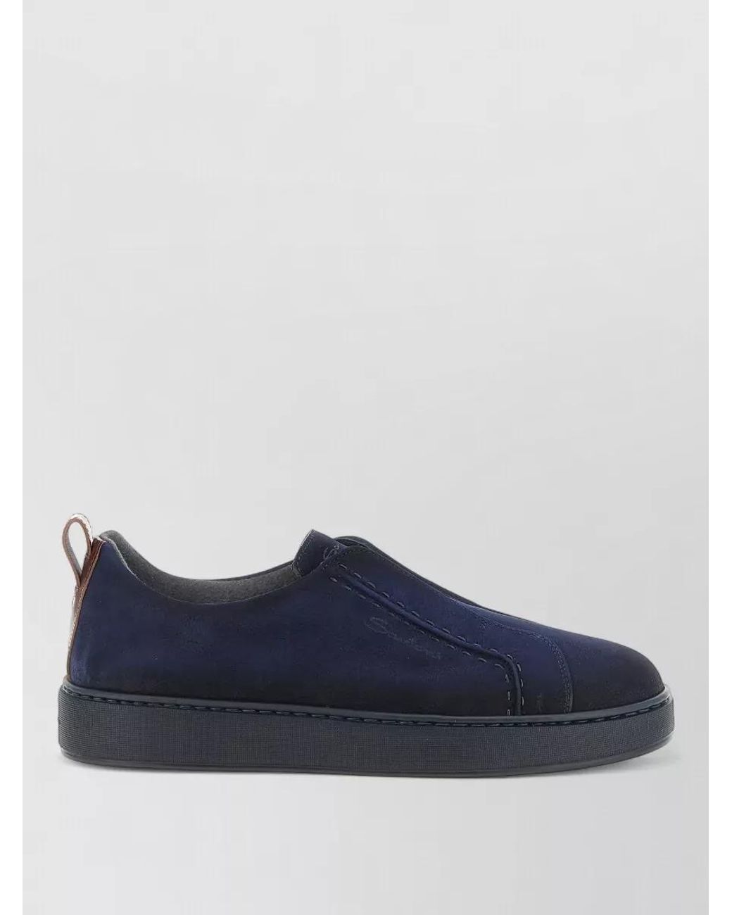 Santoni Blue Leather Low-Top Sneakers for men
