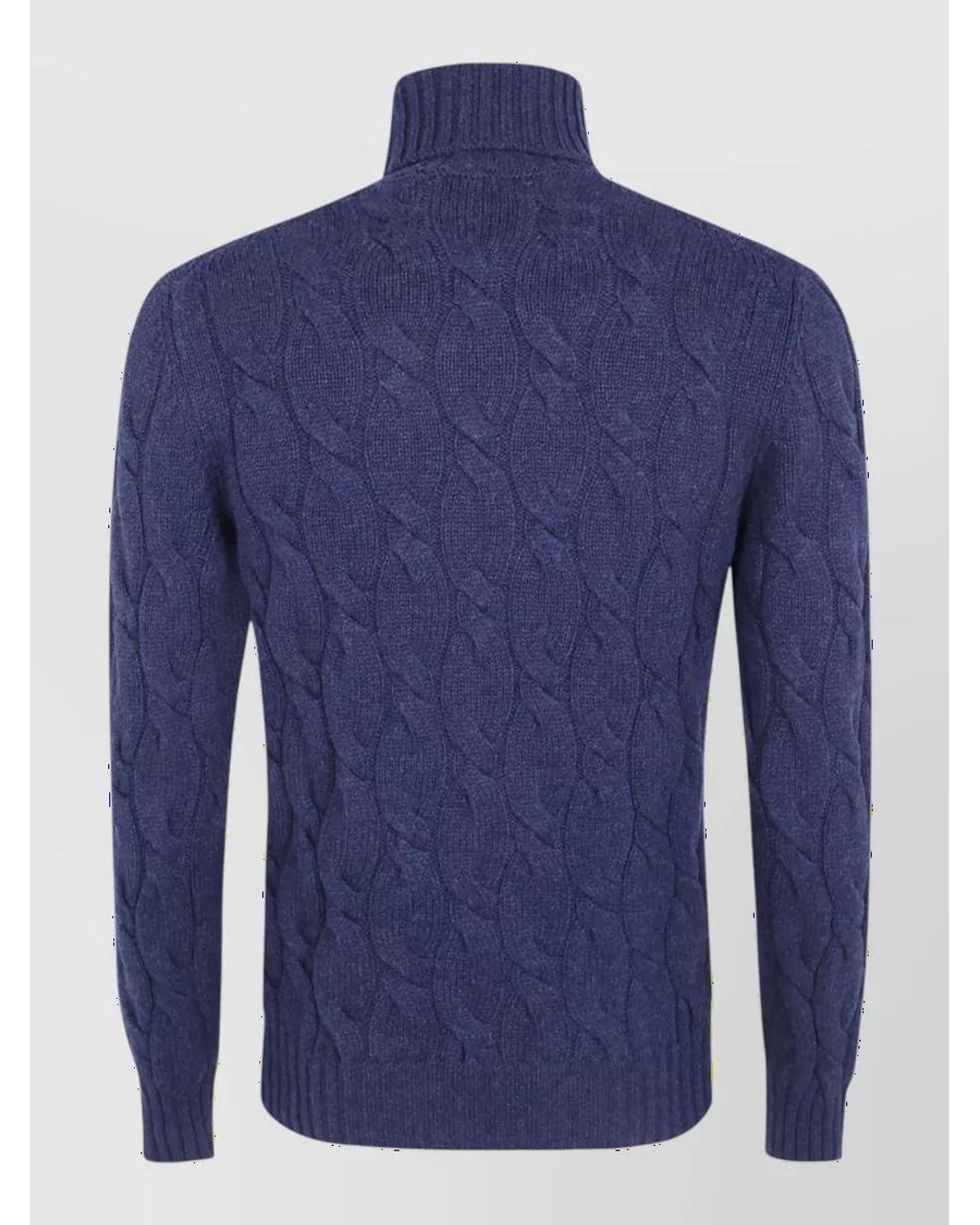 Barba Napoli Blue Cable-Knit Cashmere Turtleneck Jumper for men