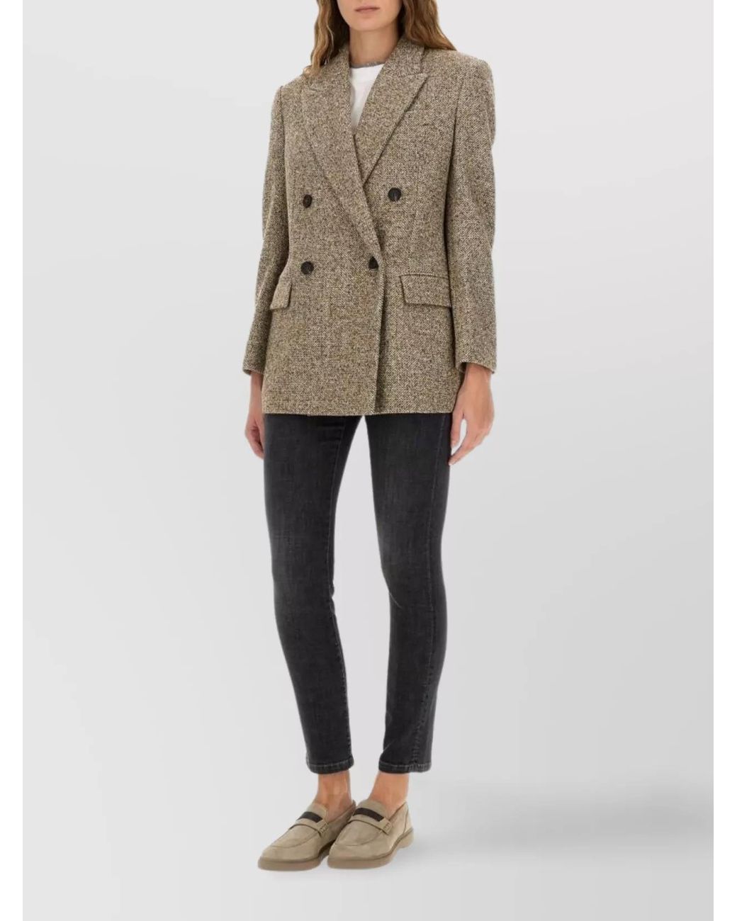 Brunello Cucinelli Natural Virgin Wool And Silk Tweed Jacket