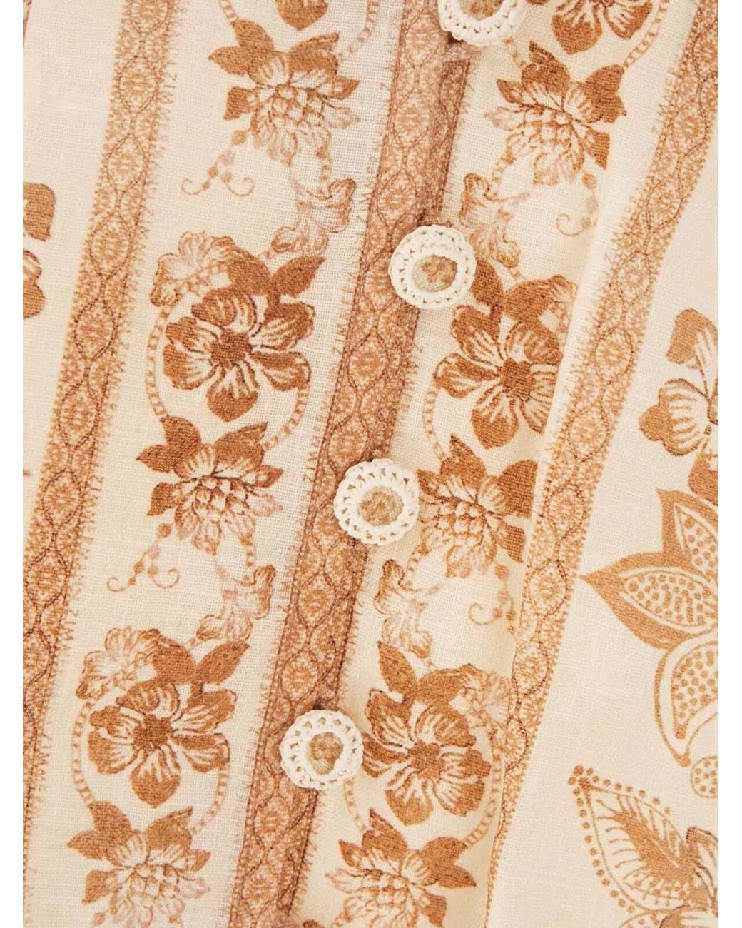 Zimmermann Natural Linen Printed Midi Dress