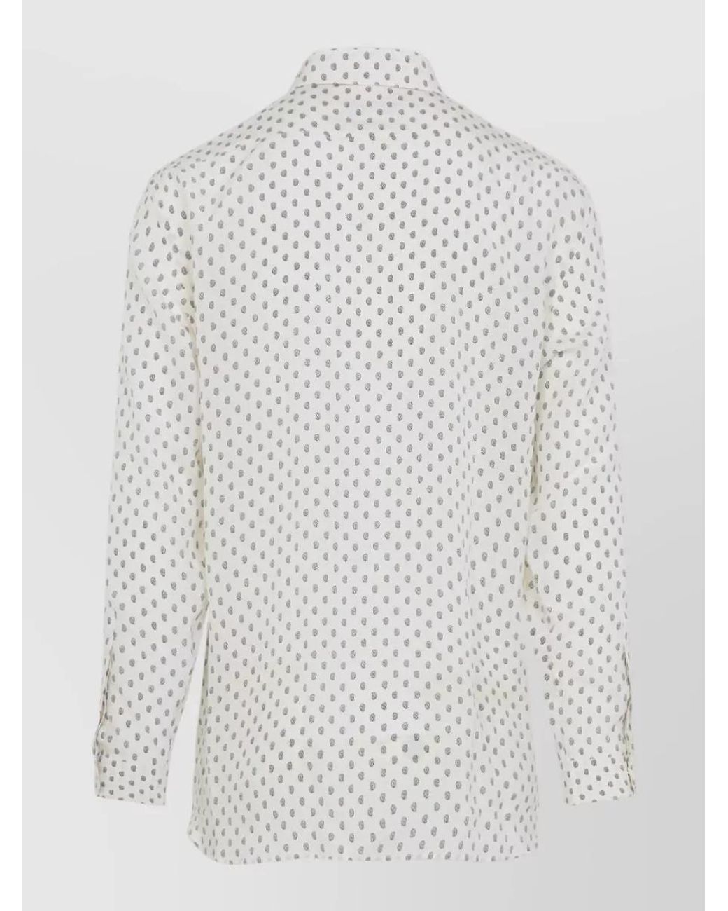 Tom Ford White Silk Paisley Print Long-Sleeve Shirt for men