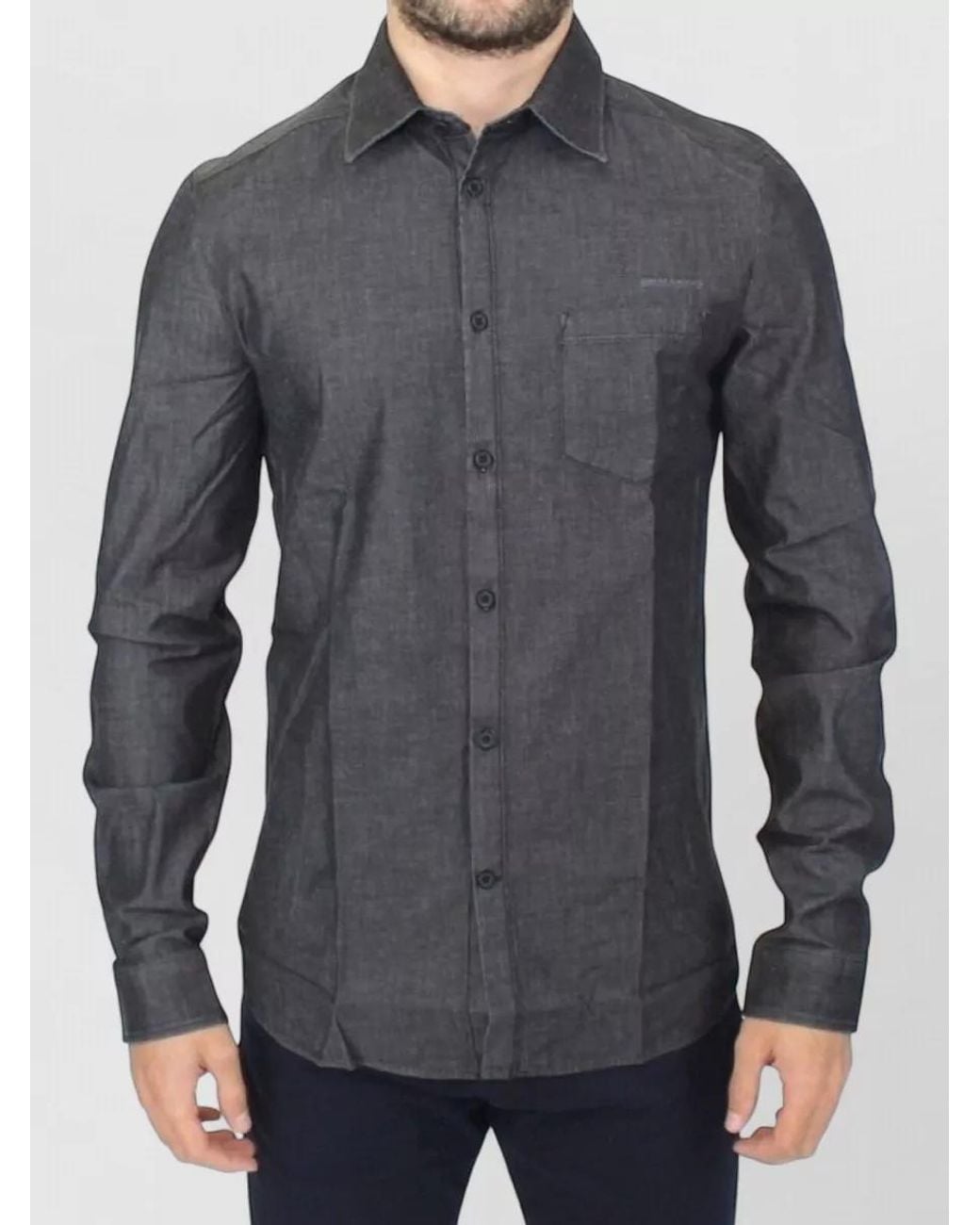 Ermanno Scervino Gray Stretch Cotton Casual Shirt for men