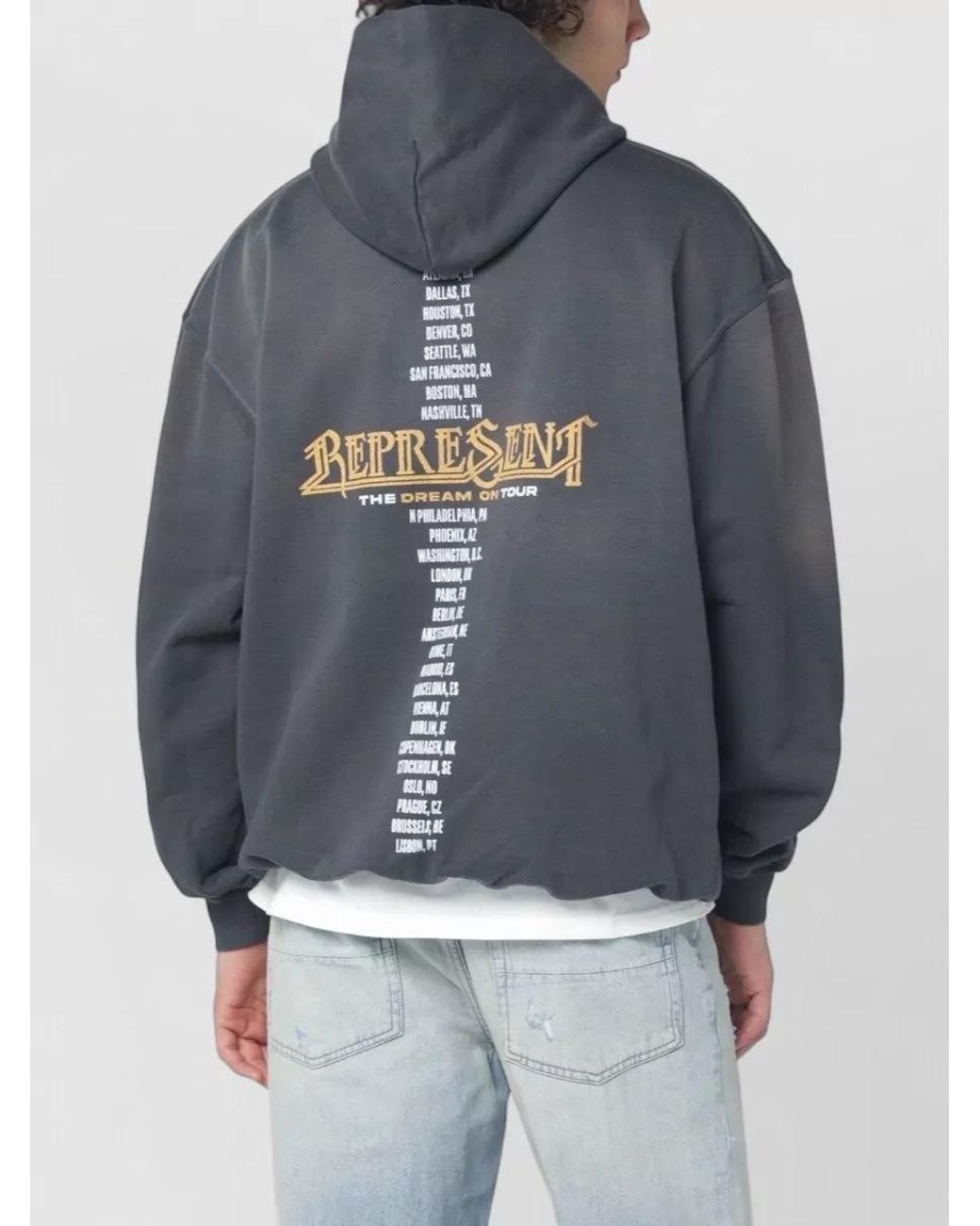 Represent Gray Logo Print Hoodie for men