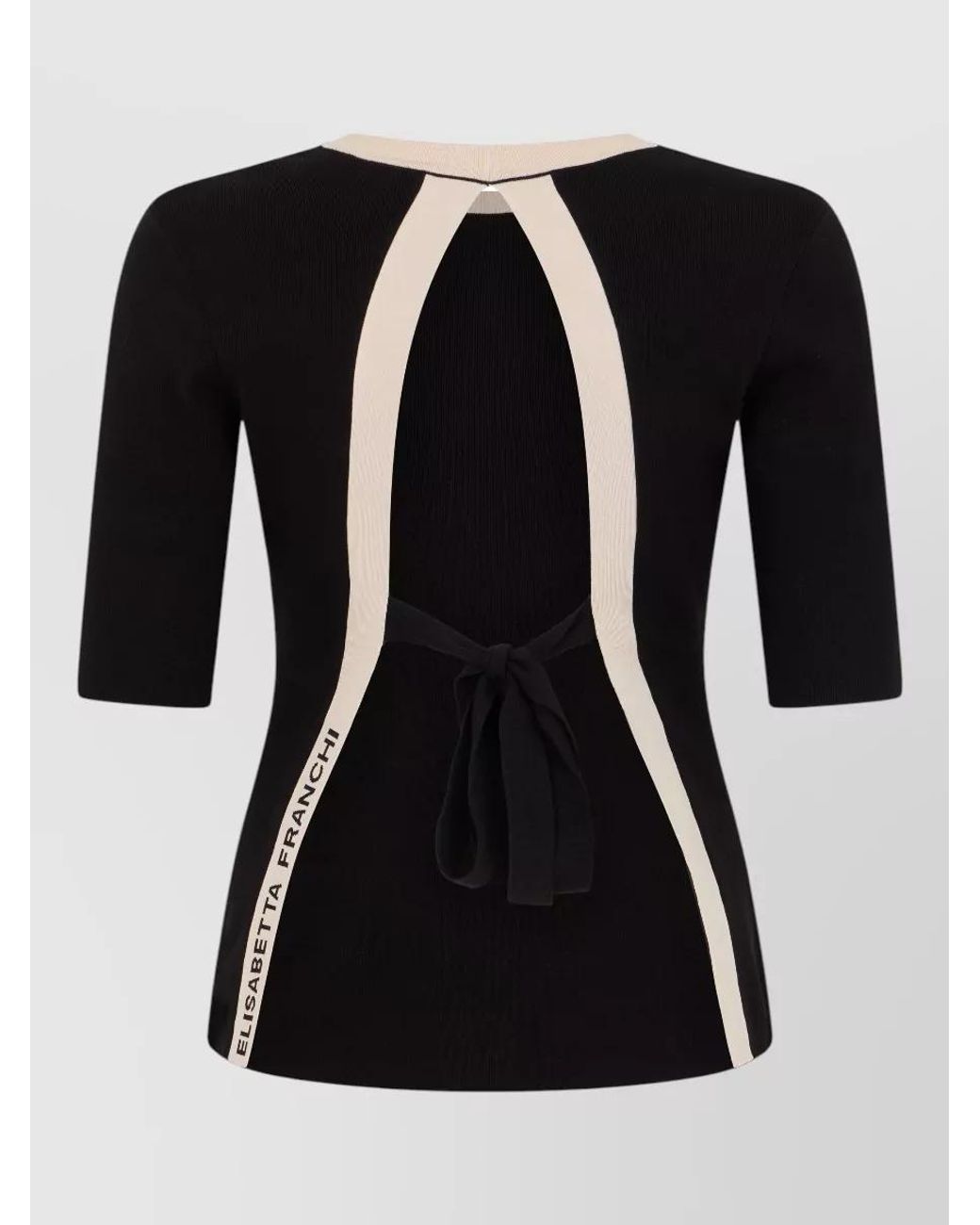 Elisabetta Franchi Black Fitted Three Quarter Sleeve Knit Top
