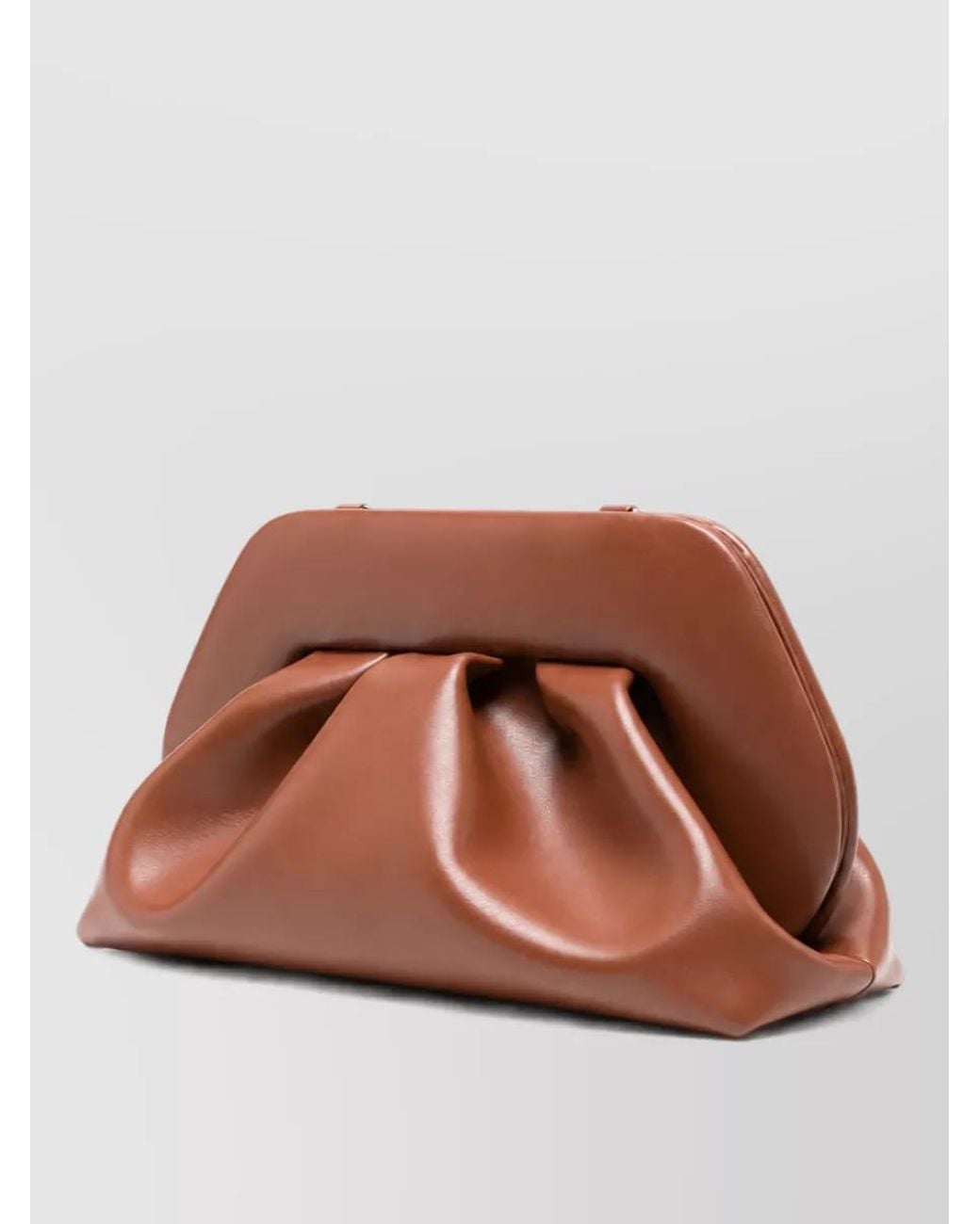 THEMOIRÈ Brown Bios Medium Ruched Clutch Bag