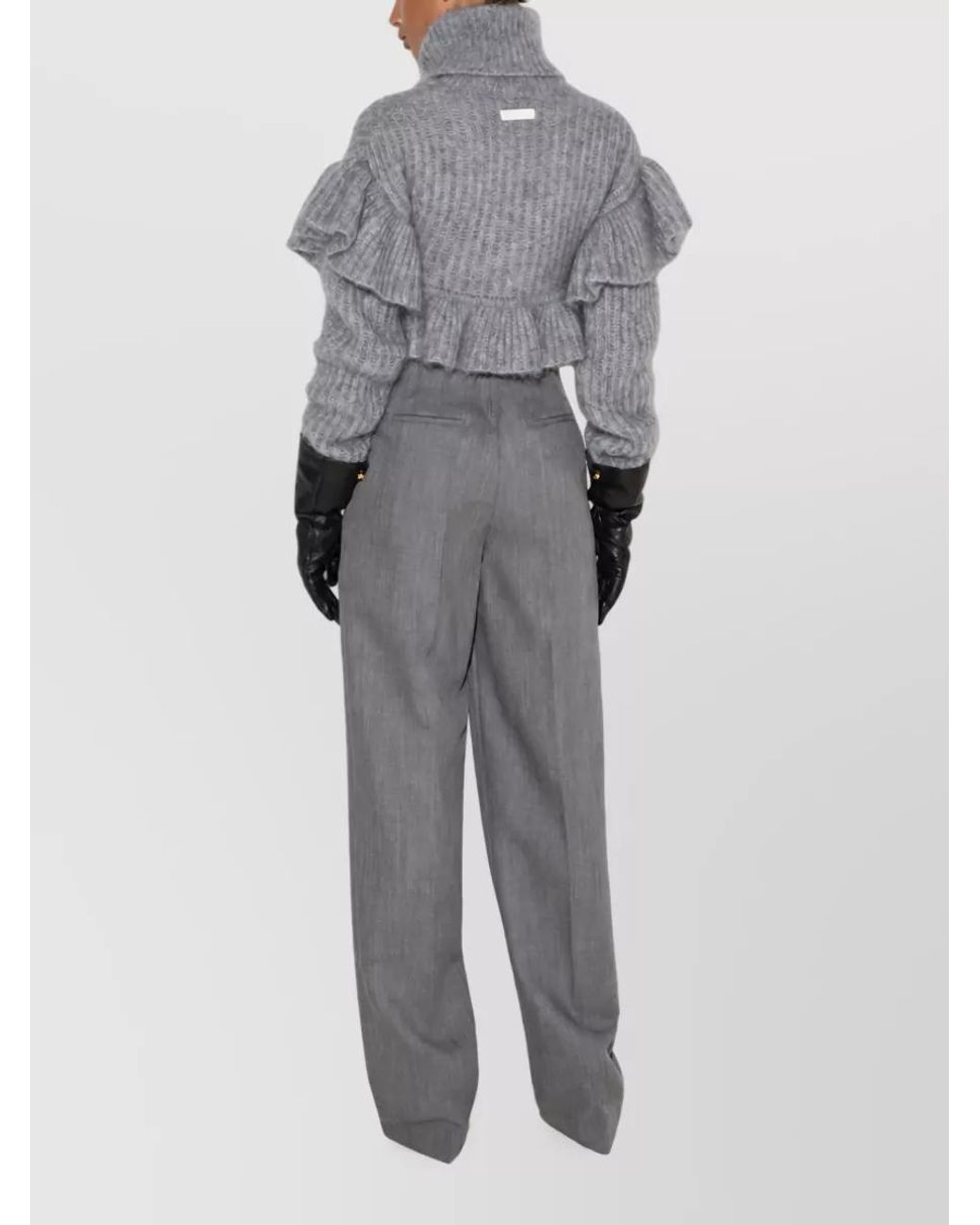 Elisabetta Franchi Gray Virgin Wool High-Rise Pleated Tailored Trousers