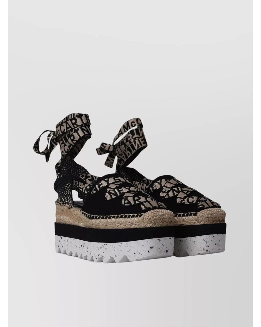 Stella McCartney Black Organic Cotton Gaia Platform Espadrilles
