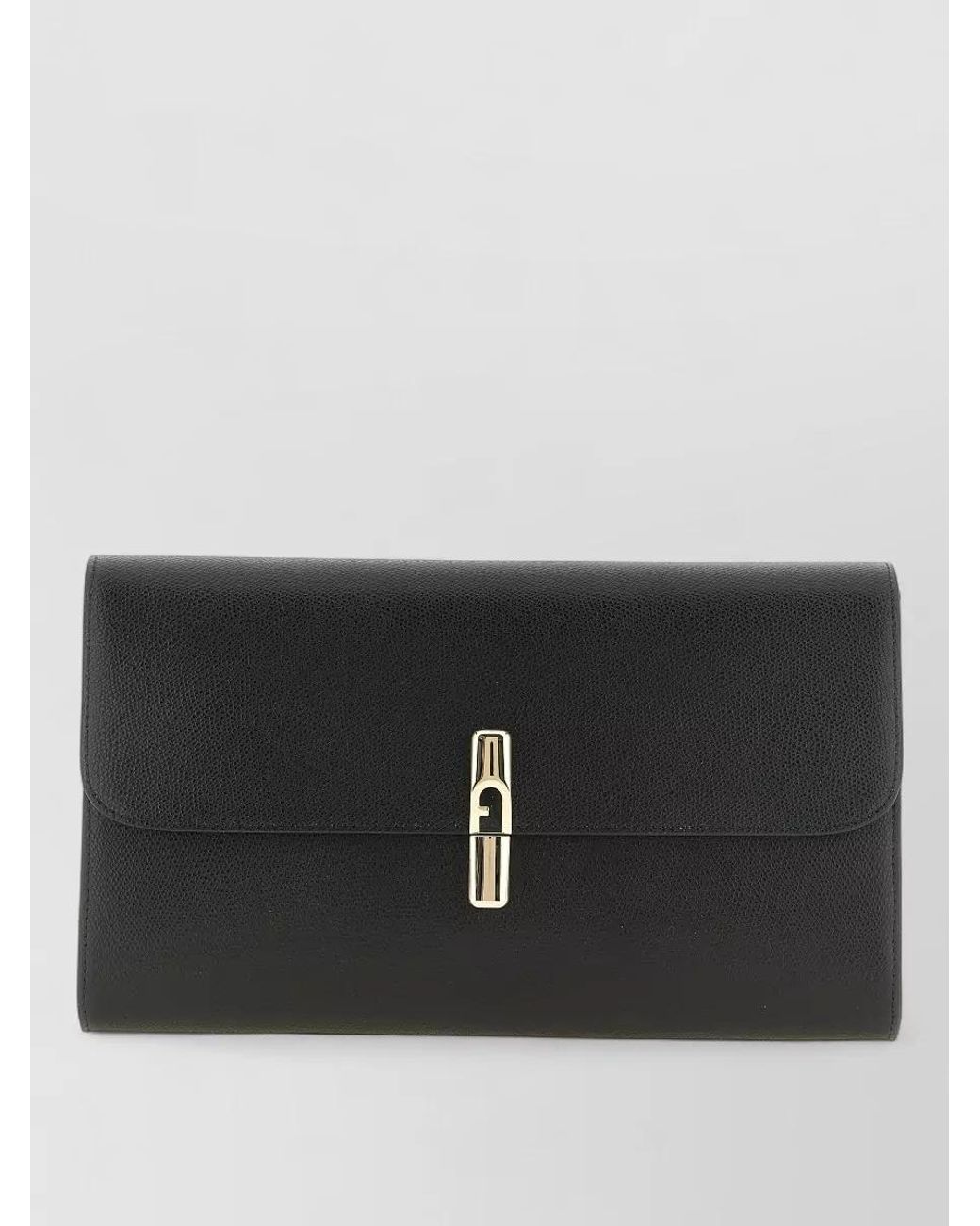 Furla Black Leather Clutch Bag