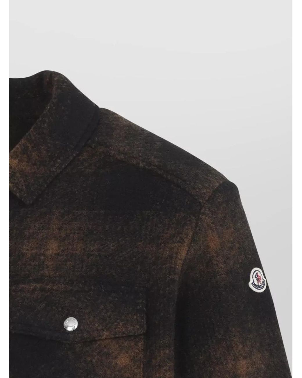Moncler Black Checked Flannel Shirt Jacket for men