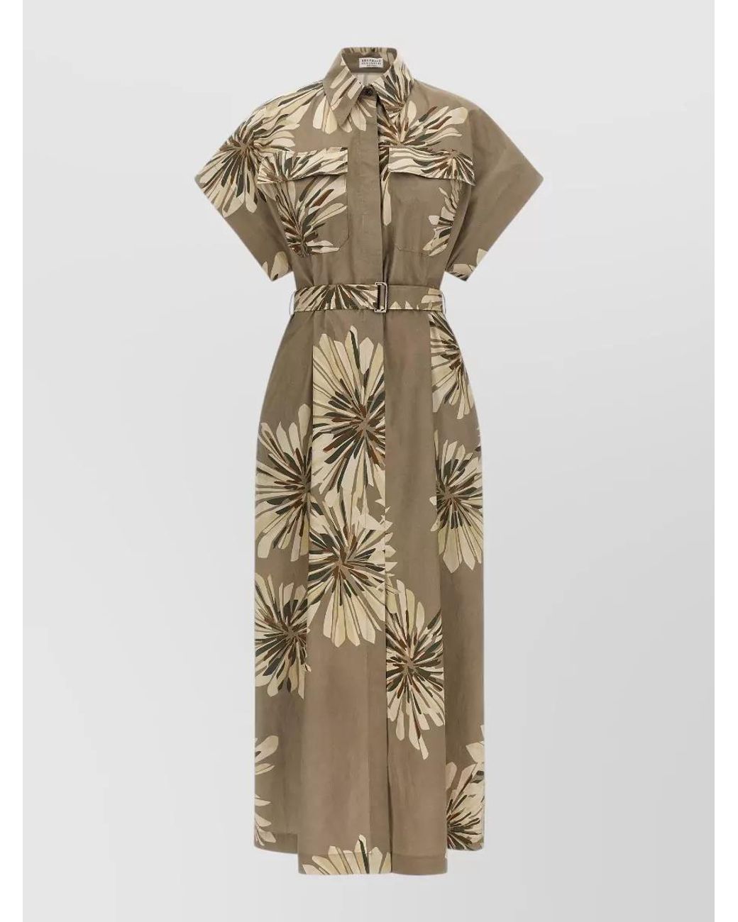 Brunello Cucinelli Natural Cotton Midi Shirt Dress