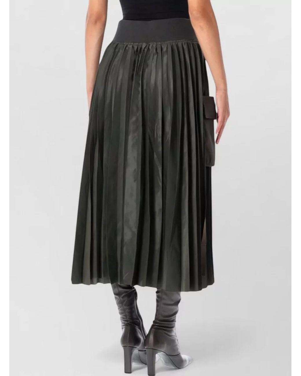 Sacai Black Nylon Pleated Skirt