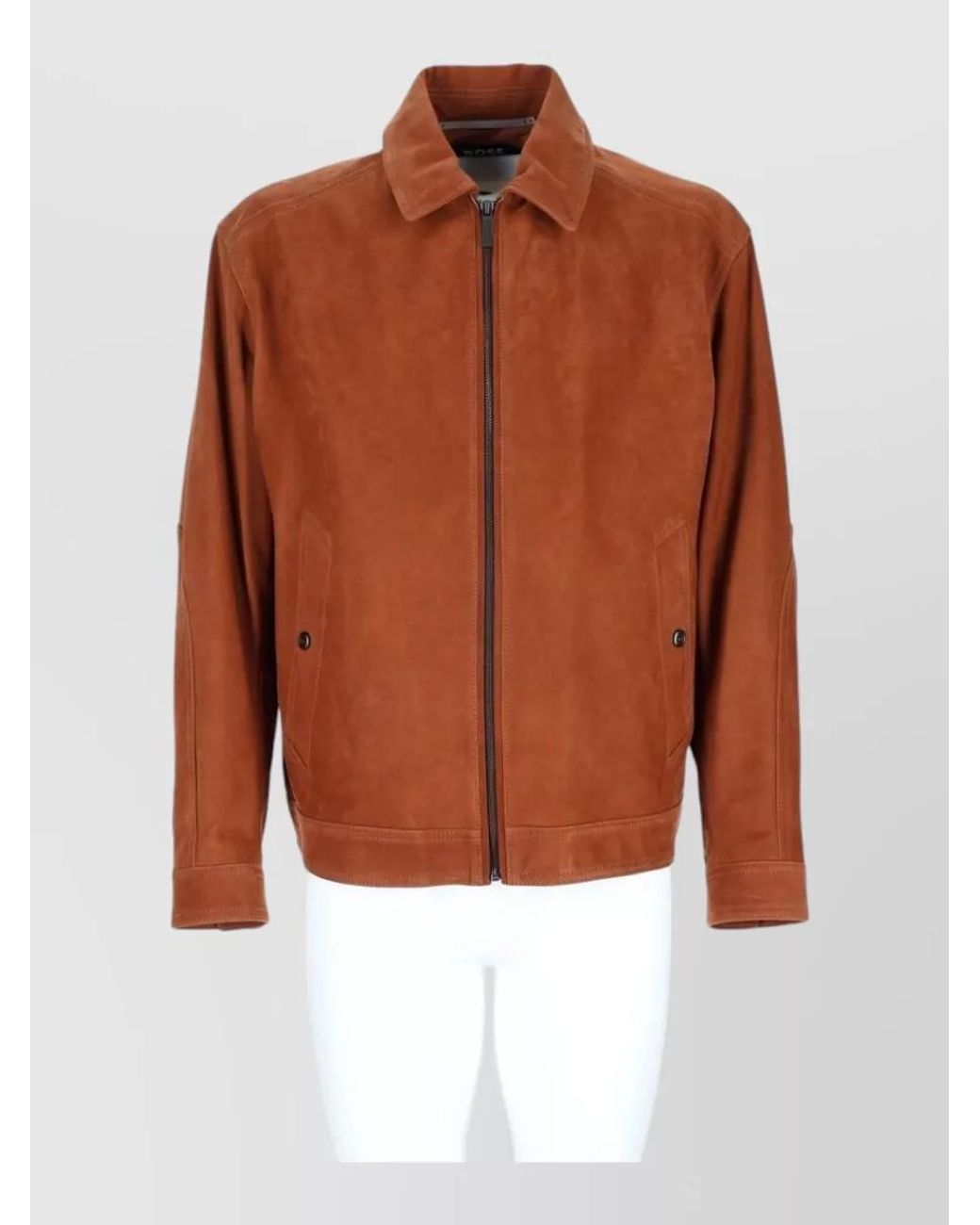 Boss Brown Leather Coat for men