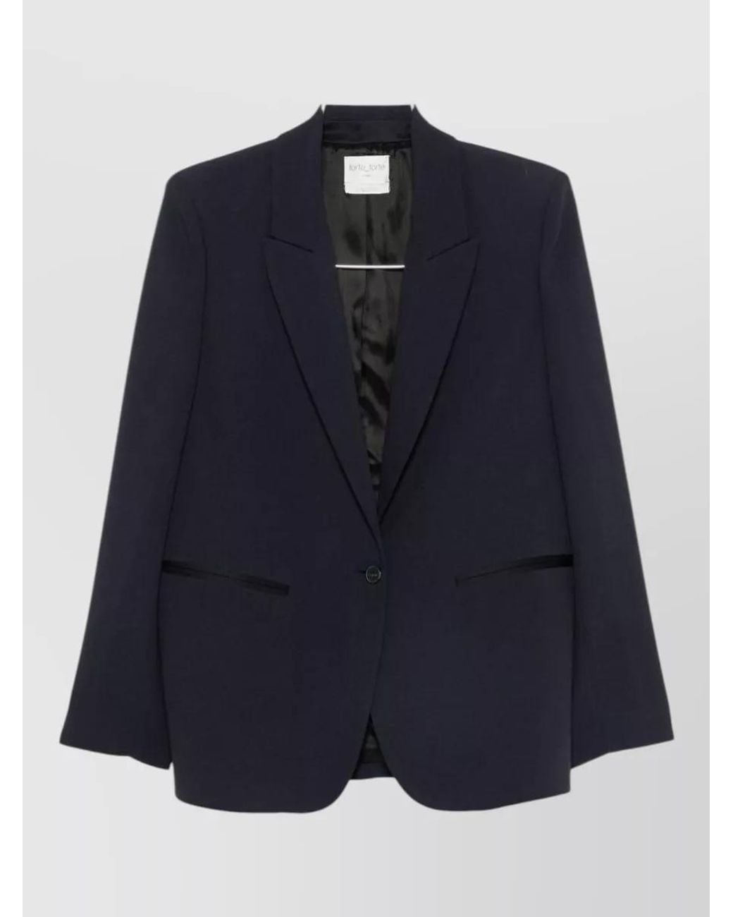 Forte_forte Blue Crepe Single-Breasted Blazer Jacket