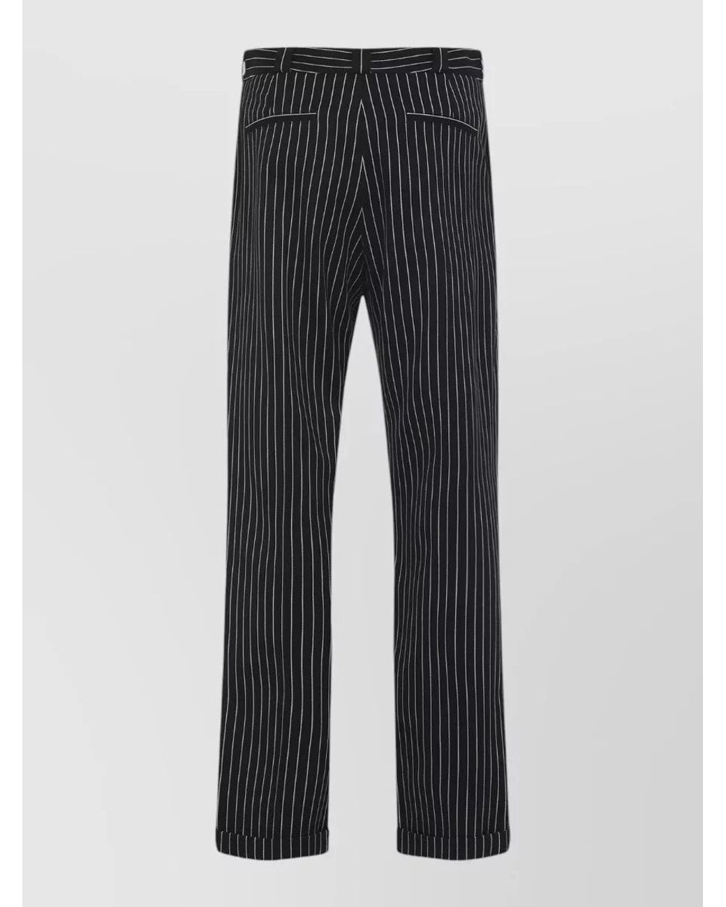 Tom Ford Blue Striped Wool Straight-Leg Pants