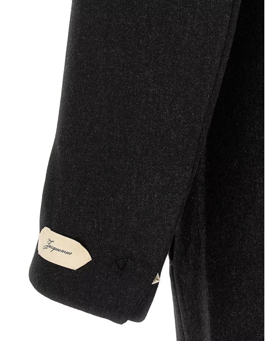 Jacquemus Black Virgin Wool Double-Breasted Coat for men