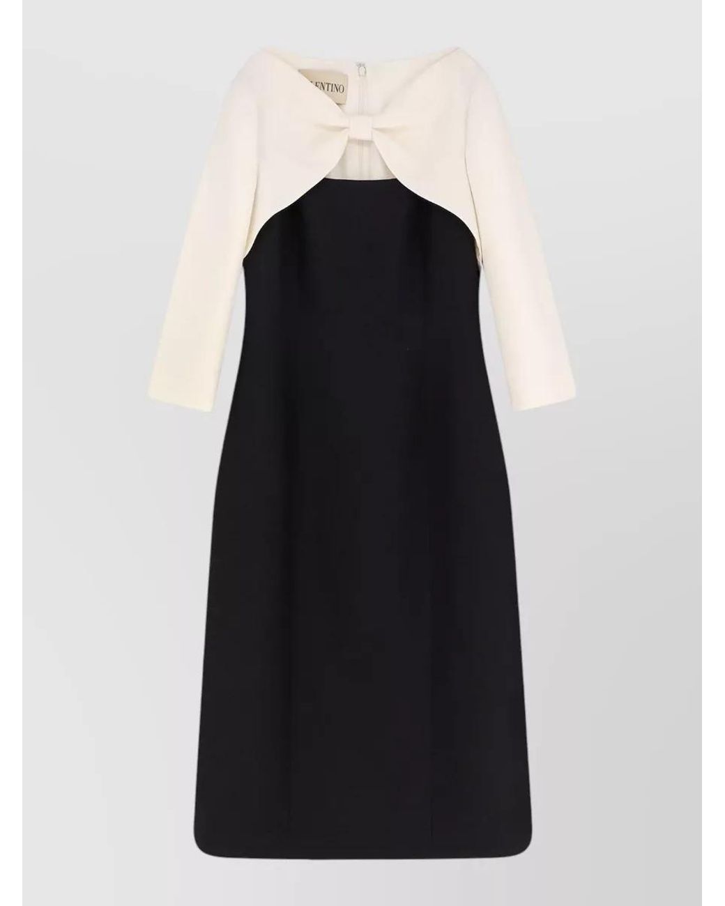 Valentino Black Silk Wool Long-Sleeve Knotted Midi Dress