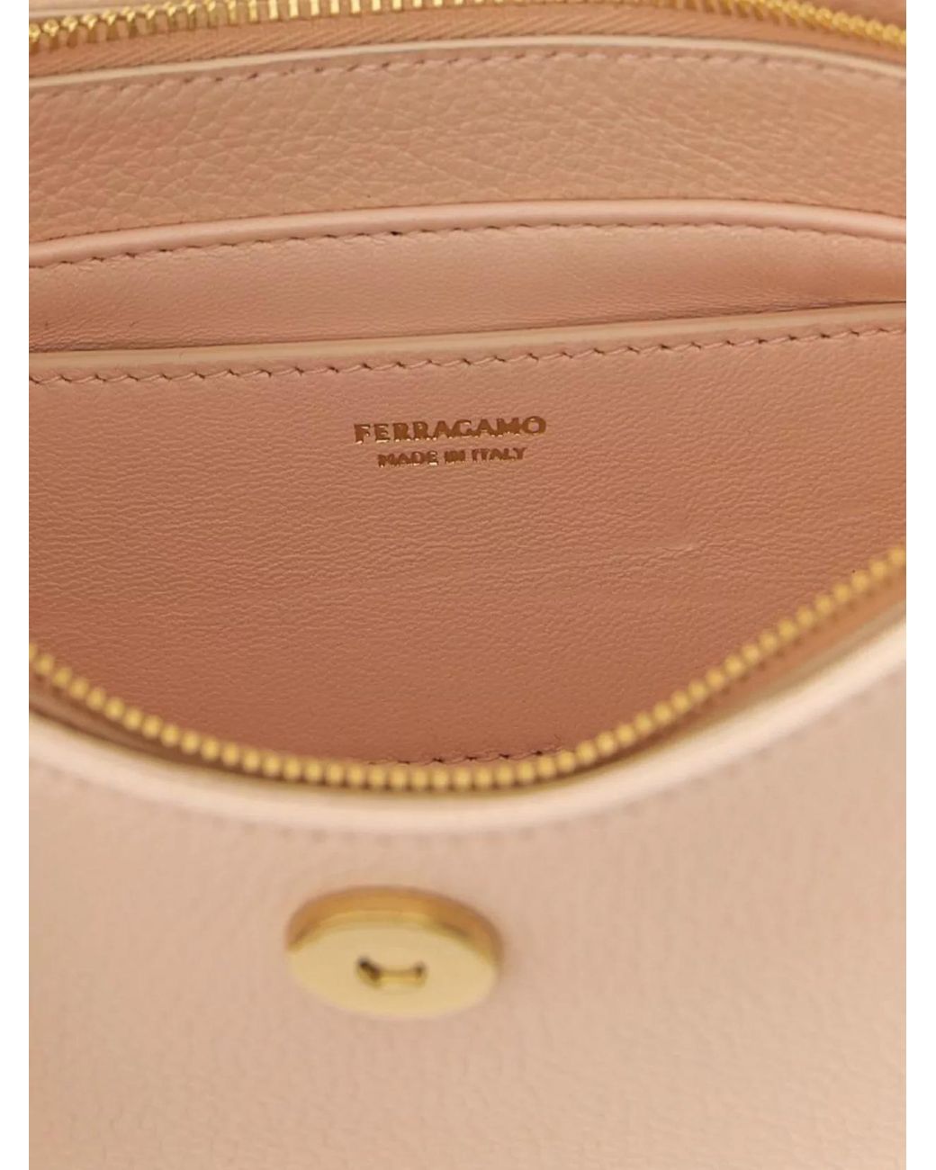 Ferragamo Natural Gancini Leather Shoulder Bag