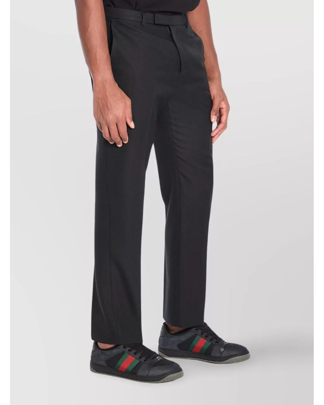 Gucci Black Polyester Straight-Leg Tailored Trousers for men