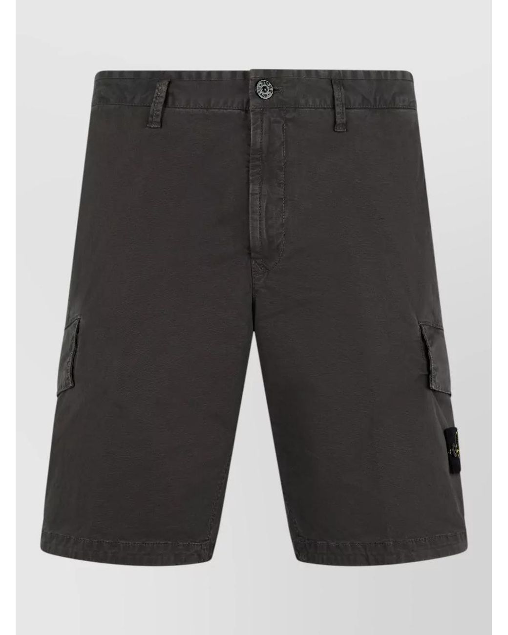 Stone Island Black Cotton Cargo Bermuda Shorts for men