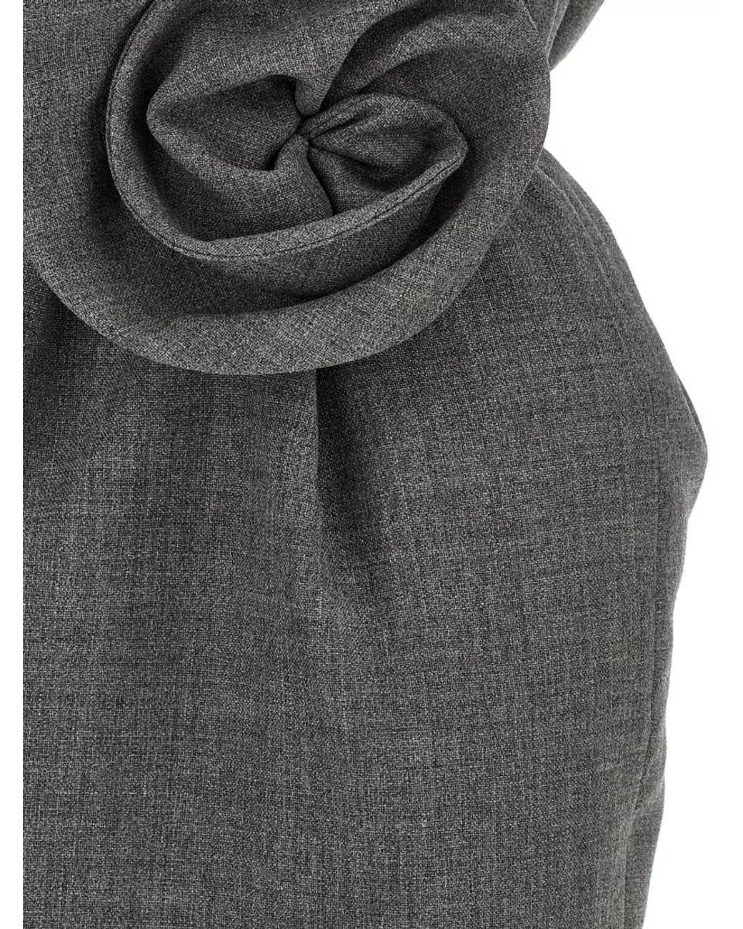 Magda Butrym Gray Wool Silk Draped Boat Neck Midi Dress