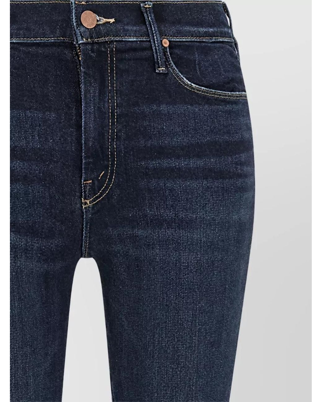 Mother Blue Denim Mid-Rise Flared Jeans