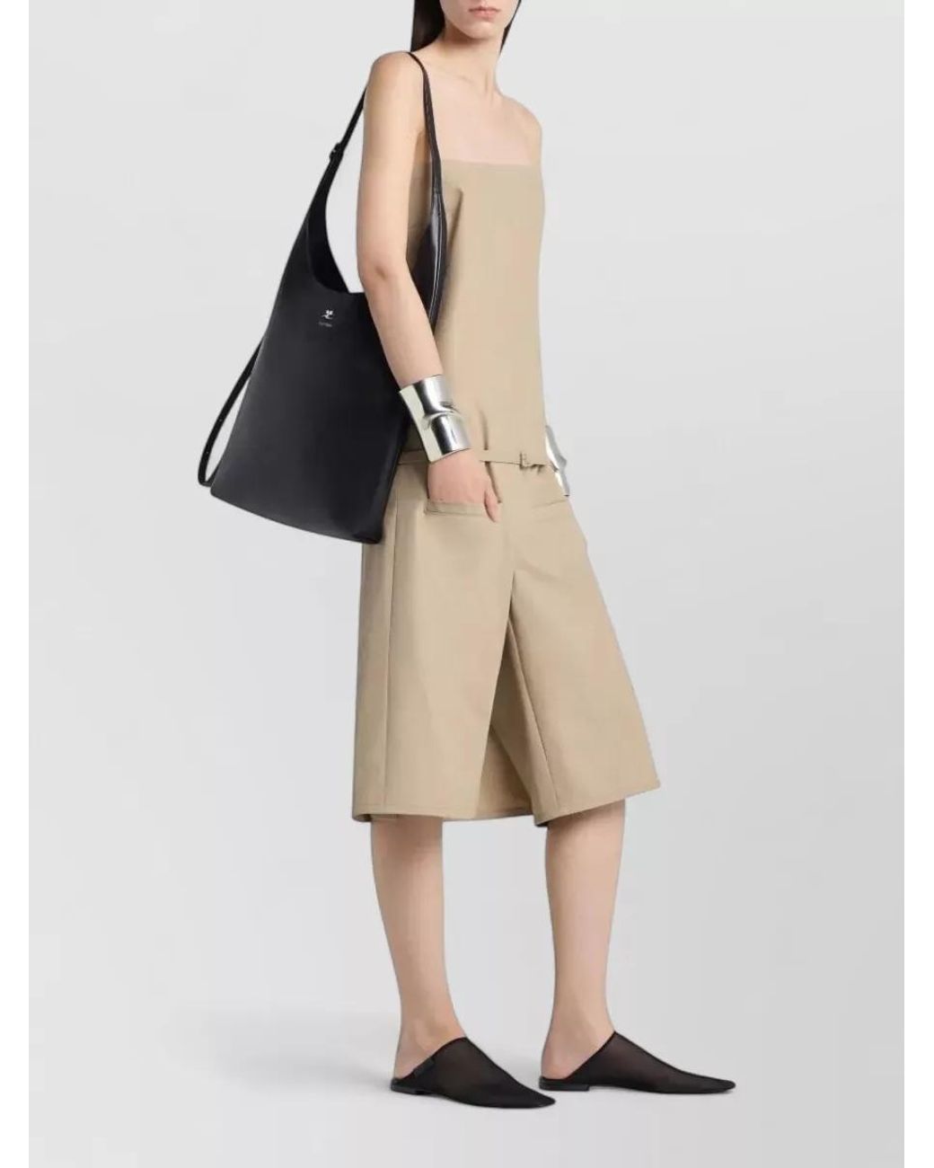 Courreges Black Large Leather Shoulder Bag