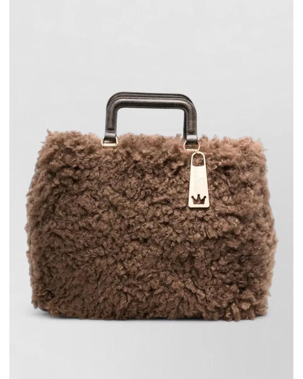 La Milanesa Brown Faux Shearling Tote Bag