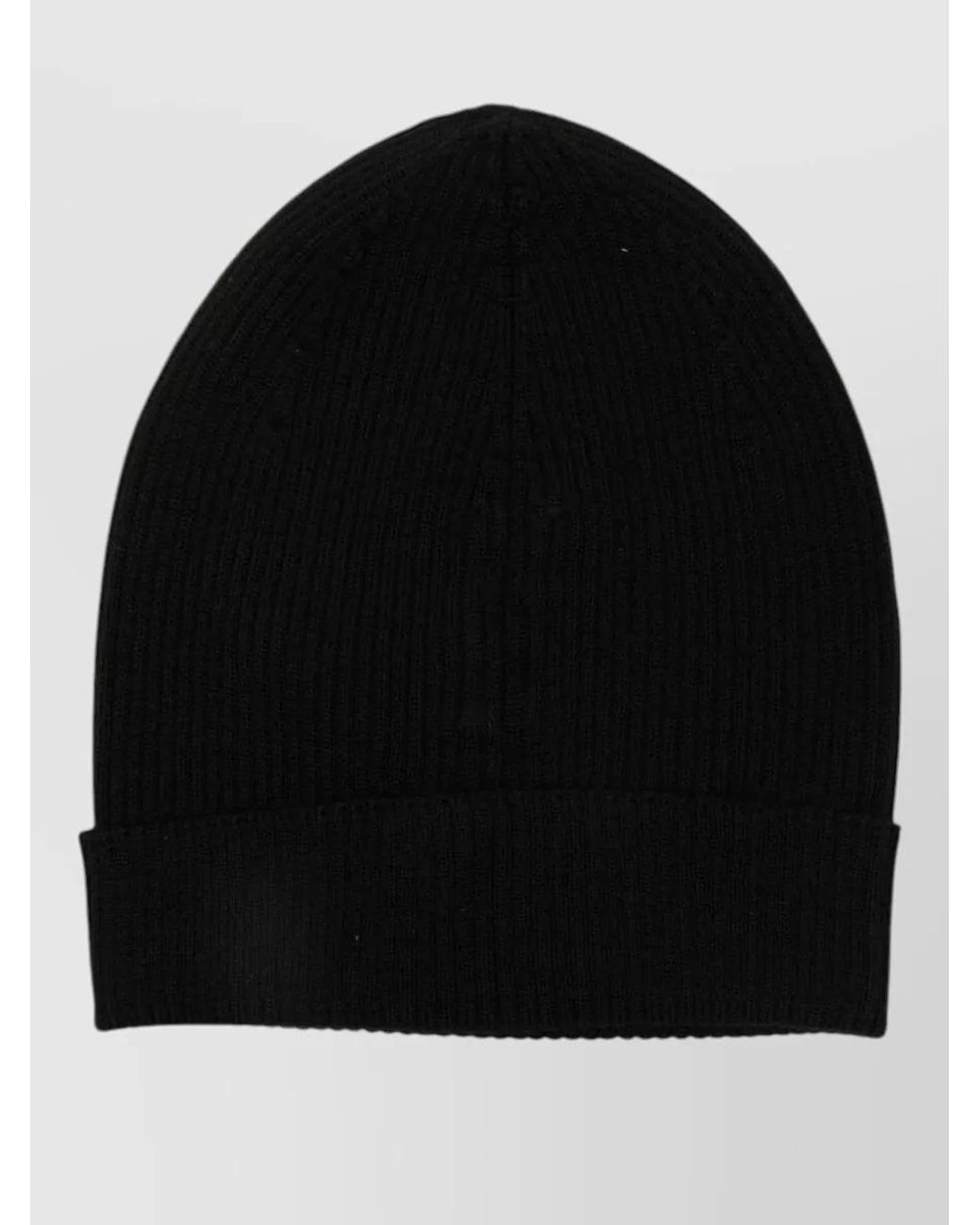 Rick Owens Black Ribbed Wool Beanie