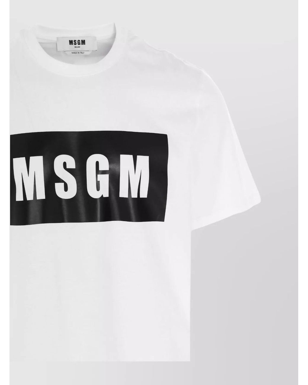 MSGM White Cotton Logo Print Short Sleeve T-Shirt for men