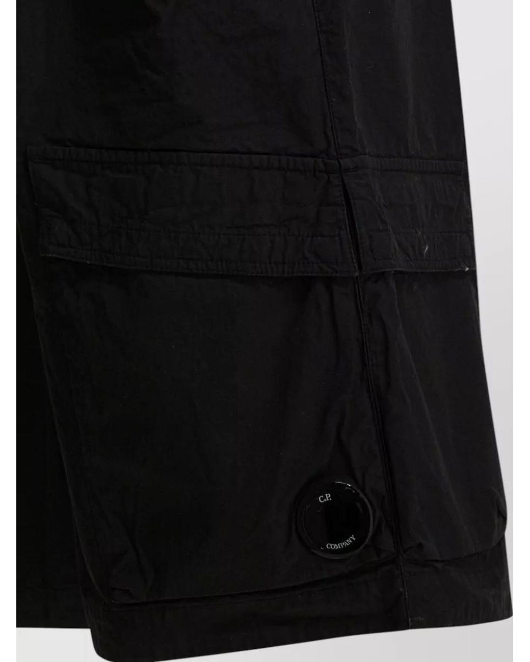 C P Company Black Cotton Cargo Shorts for men